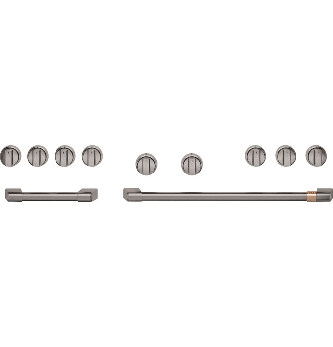 Café 48\" Brushed Black Handle and Knob Kit for Pro Range and Rangetop - CXPR8HKPTBT