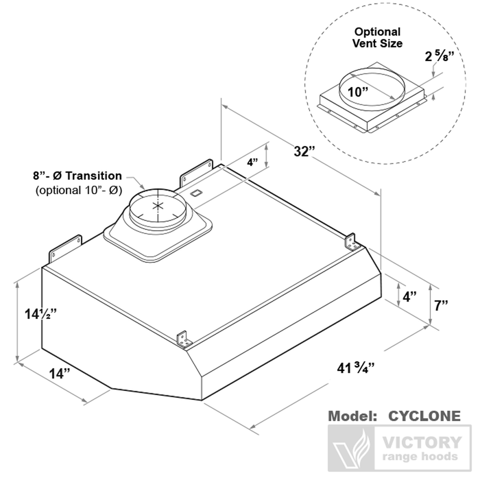 Victory 42\" 1200 CFM Outdoor BBQ Range Hood Stainless Steel - Cyclone-42