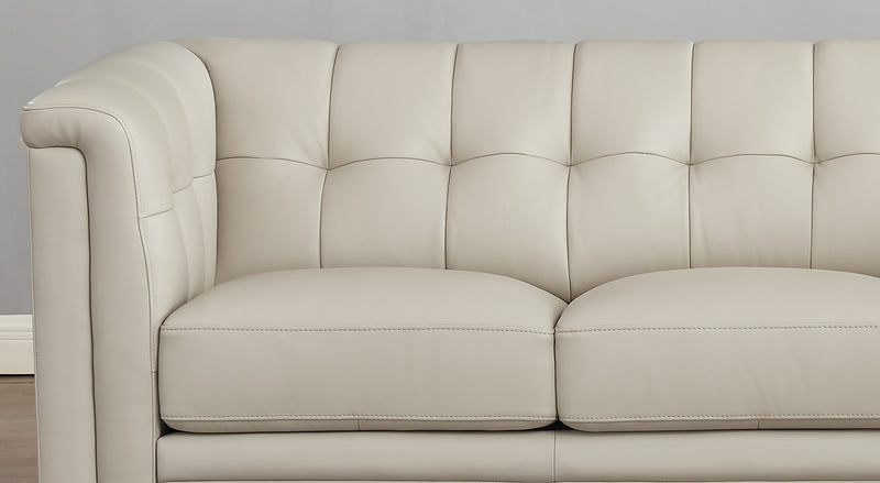 Hydeline Bodie Leather Loveseat - Vanilla