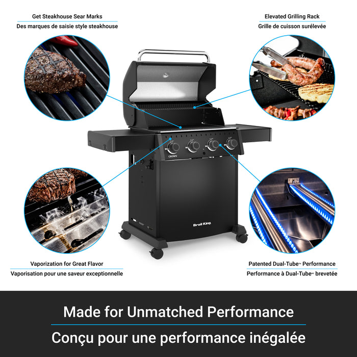 Broil King Crown 410 Shadow 4-Burner 40,000-BTU Natural Gas BBQ - 865057 Grill