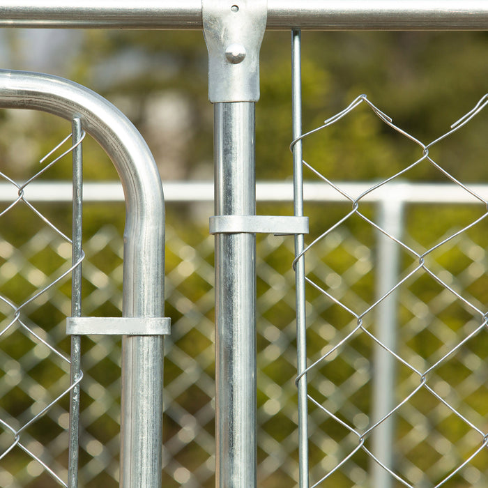Pawhut Dog Kennel Outdoor Run Fence With Roof, Steel Lock, Mesh Sidewalls For Backyard & Patio, 13.1' X 7.5' X 7.5'