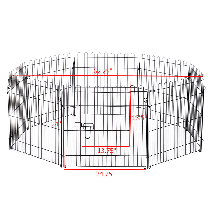 Pawhut 24inch 8-panel Octagon Pet Exercise Playpen Crate Foldable Dog Cage Pen Puppy Kennel, Black