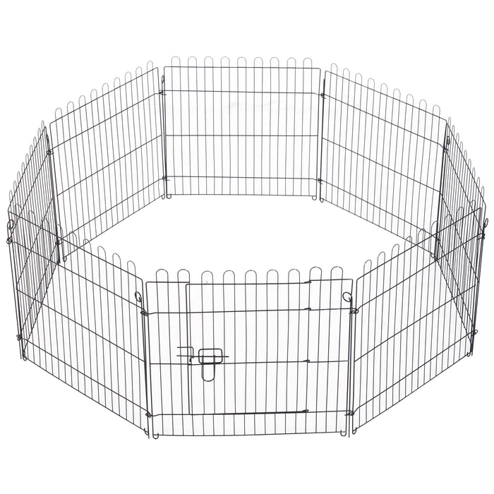 Pawhut 24inch 8-panel Octagon Pet Exercise Playpen Crate Foldable Dog Cage Pen Puppy Kennel, Black