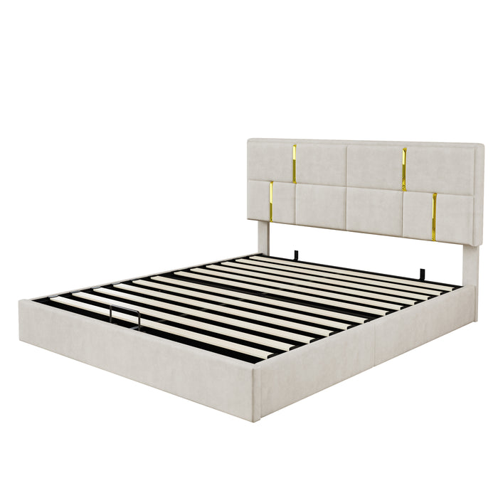 Nicole 2 Piece Bedroom Set With Upholstered Platform Bed And Ottoman Bench,queen Size,beige Queen Bed