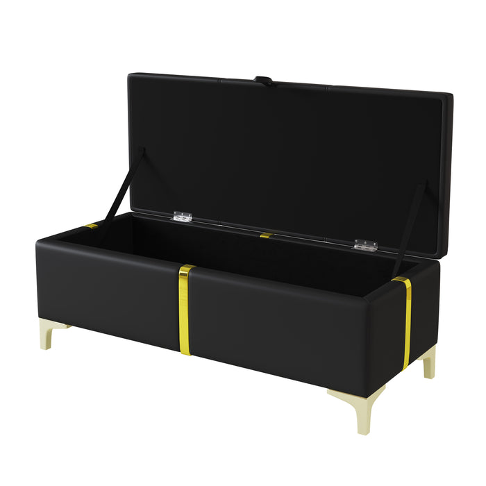 Nicole 2 Piece Bedroom Set With Upholstered Platform Bed And Ottoman Bench,queen Size,black Queen Bed