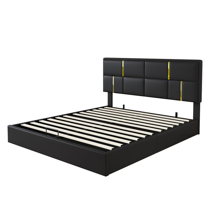 Nicole 2 Piece Bedroom Set With Upholstered Platform Bed And Ottoman Bench,queen Size,black Queen Bed
