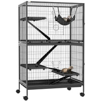 Pawhut 5-tier Rolling Small Animal Cage, Deluxe Guinea Pig Cage, Ferret Cage For Mink Chinchilla Kit
