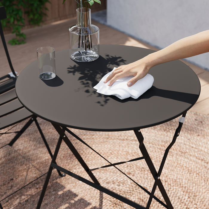 Lausaint Bistro Folding Three-Piece Set Black Patio Seating Package