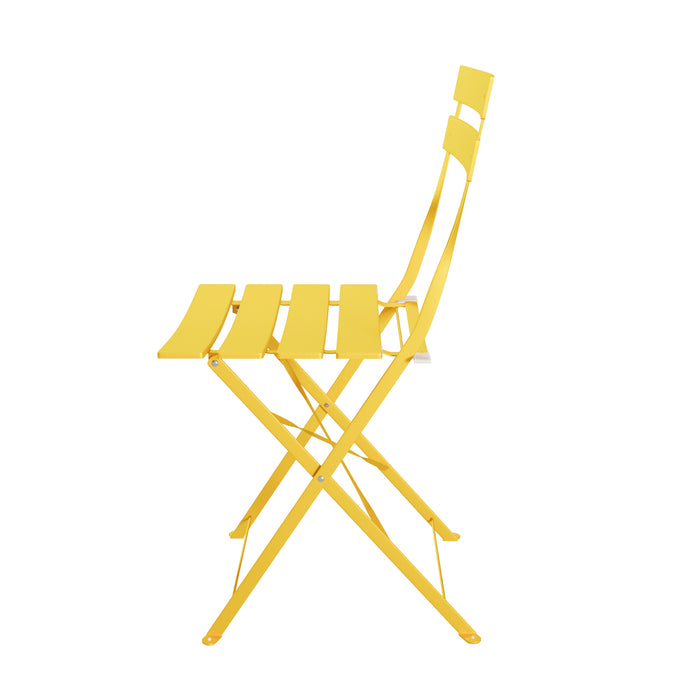 Lausaint Bistro Folding Three-Piece Set Yellow Patio Seating Package