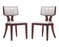 Manhattan Comfort Set of 2 Pulitzer Faux Leather Dining Chairs - Silver & Walnut