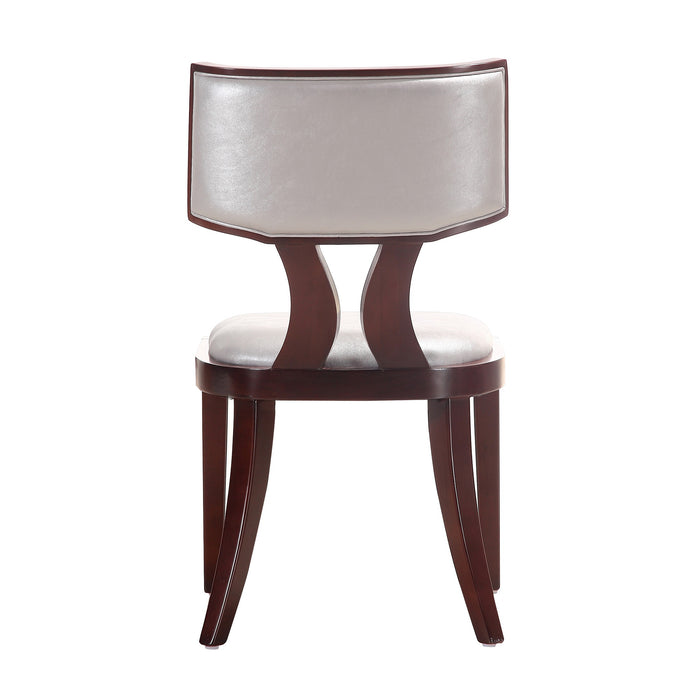 Manhattan Comfort Set of 2 Pulitzer Faux Leather Dining Chairs - Silver & Walnut
