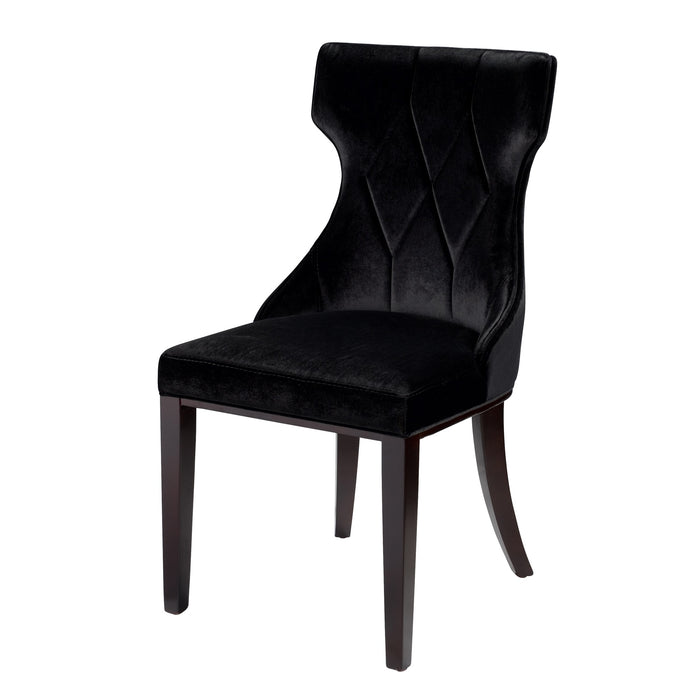 Manhattan Comfort Set of 2 Reine Velvet Dining Chairs - Black & Walnut