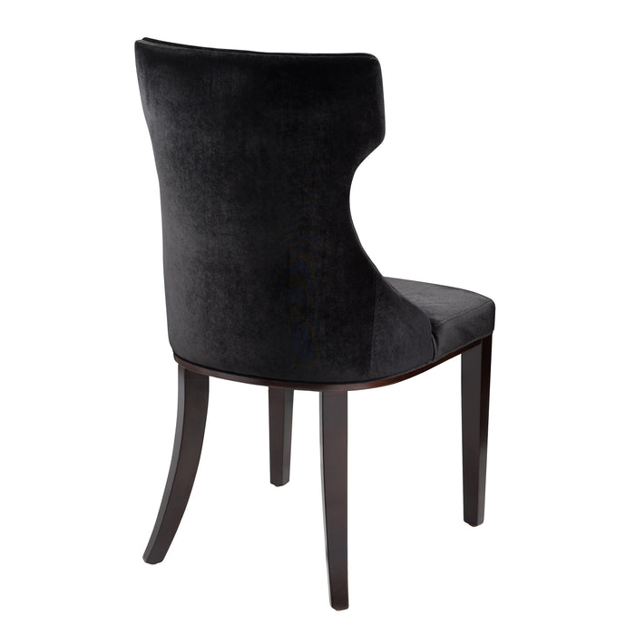 Manhattan Comfort Set of 2 Reine Velvet Dining Chairs - Black & Walnut