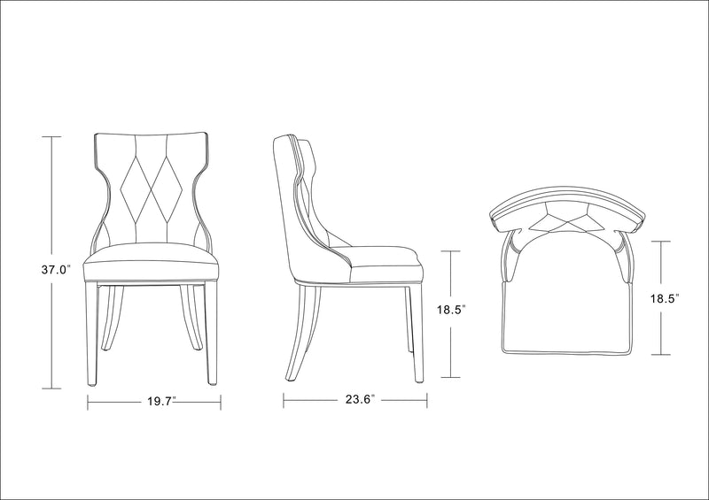Manhattan Comfort Set of 2 Reine Cobalt Velvet Dining Chairs - Blue & Walnut