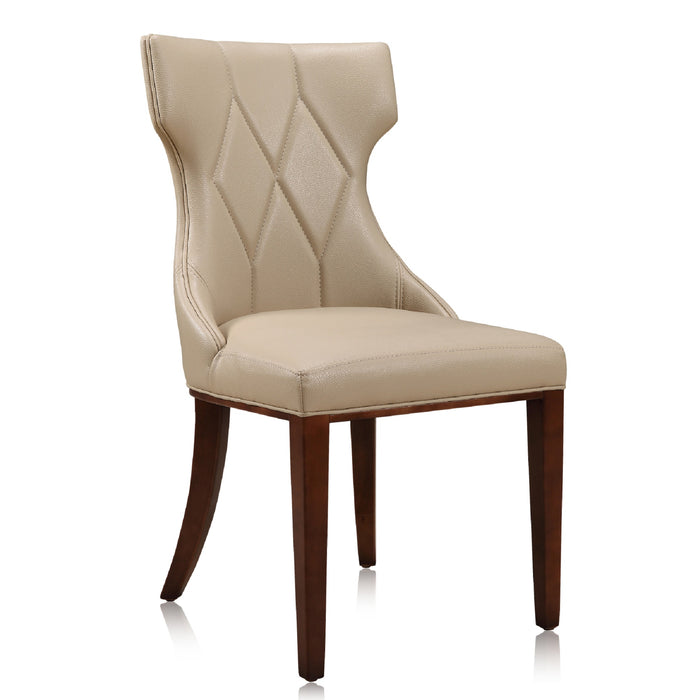 Manhattan Comfort Set of 2 Reine Faux Leather Dining Chairs - Cream & Walnut