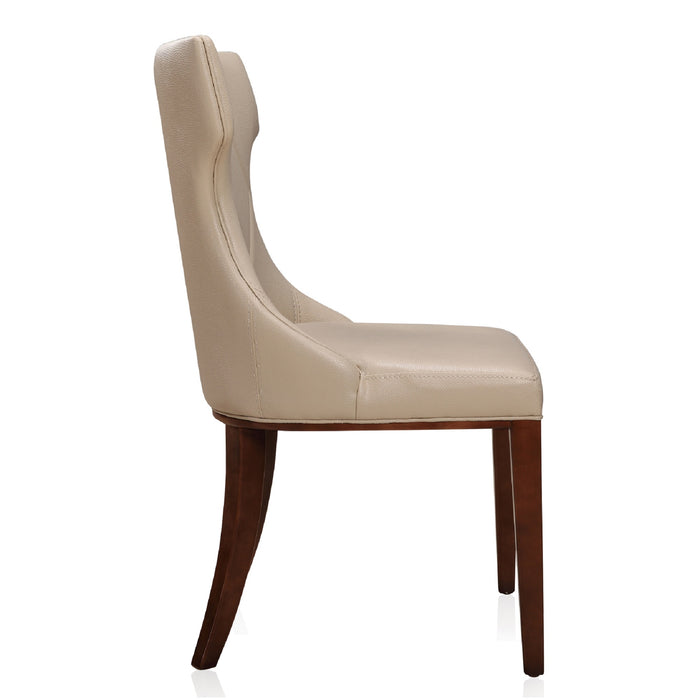 Manhattan Comfort Set of 2 Reine Faux Leather Dining Chairs - Cream & Walnut