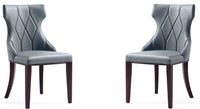 Manhattan Comfort Set of 2 Reine Faux Leather Dining Chairs - Pebble Grey