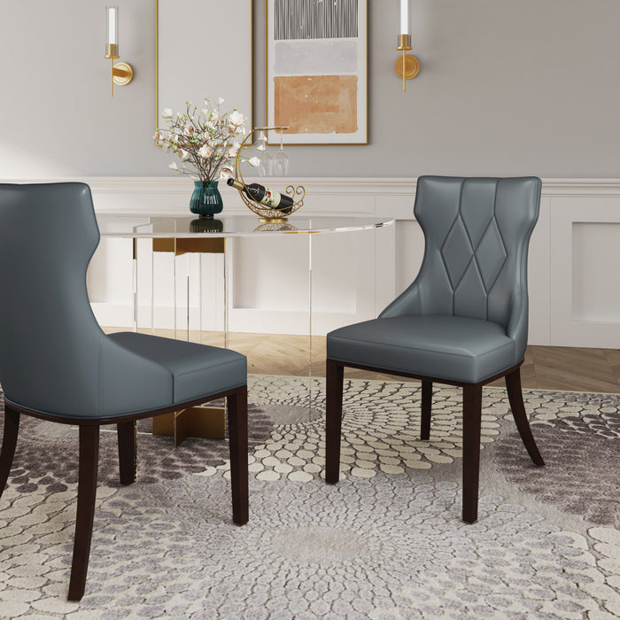 Manhattan Comfort Set of 2 Reine Faux Leather Dining Chairs - Pebble Grey