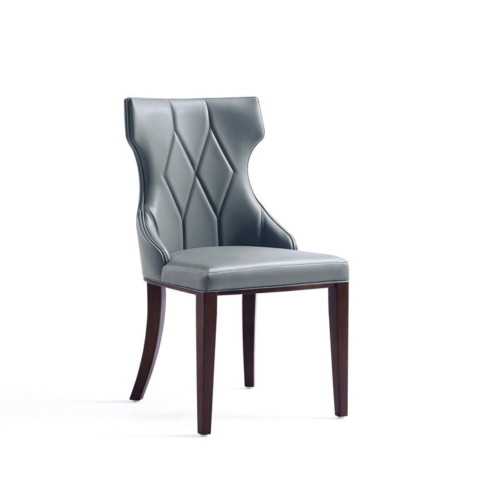 Manhattan Comfort Set of 2 Reine Faux Leather Dining Chairs - Pebble Grey