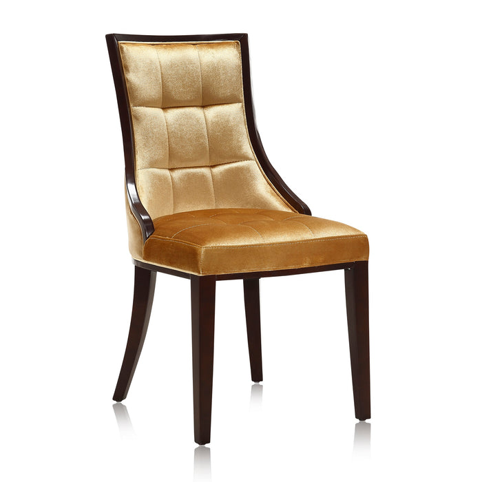 Manhattan Comfort Set of 2 Fifth Avenue Velvet Dining Chairs - Antique Gold & Walnut