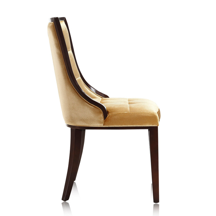 Manhattan Comfort Set of 2 Fifth Avenue Velvet Dining Chairs - Antique Gold & Walnut