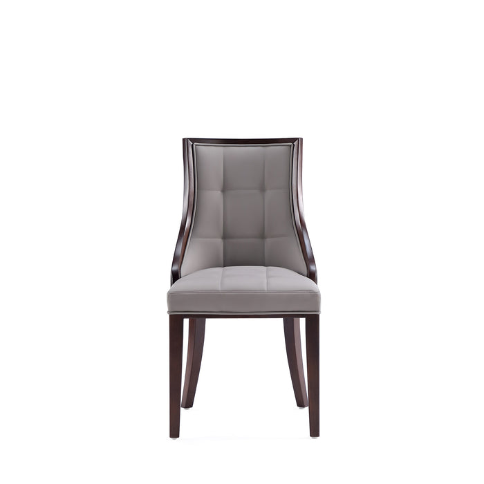Manhattan Comfort Set of 2 Fifth Avenue Faux Leather Dining Chairs - Grey & Walnut