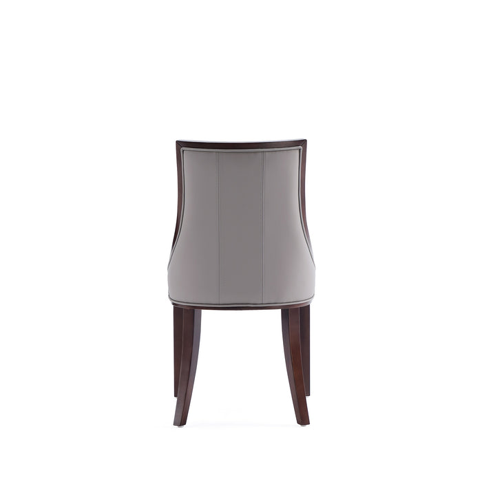 Manhattan Comfort Set of 2 Fifth Avenue Faux Leather Dining Chairs - Grey & Walnut