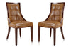 Manhattan Comfort Set of 2 Fifth Avenue Faux Leather Dining Chairs - Saddle & Walnut
