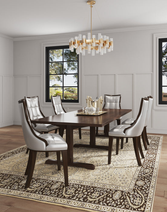 Manhattan Comfort Set of 2 Fifth Avenue Faux Leather Dining Chairs - Silver & Walnut