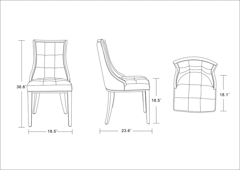 Manhattan Comfort Set of 2 Fifth Avenue Faux Leather Dining Chairs - Tan & Walnut
