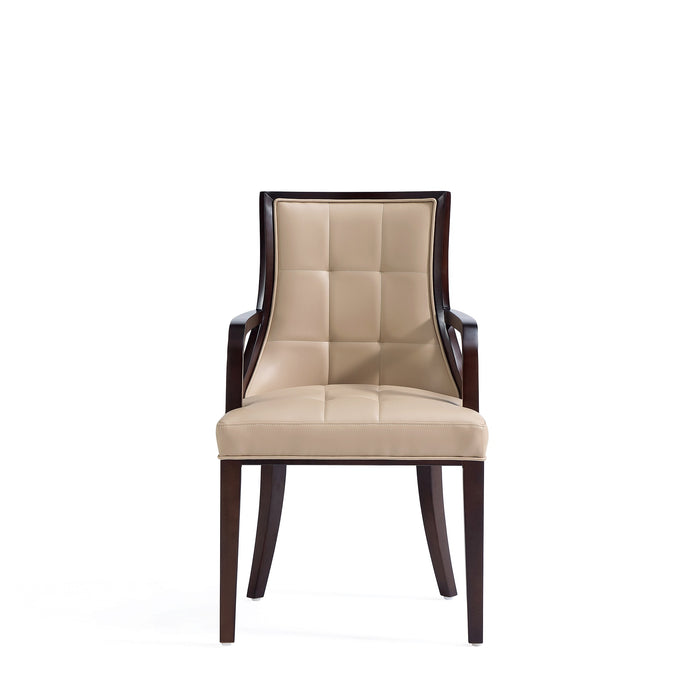 Manhattan Comfort Fifth Avenue Faux Leather Dining Chair - Tan & Walnut