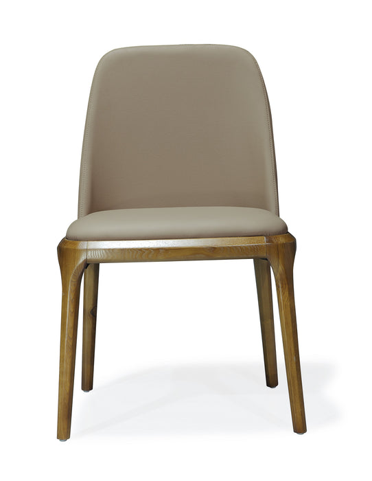 Manhattan Comfort Courding Faux Leather Dining Chair - Tan & Walnut