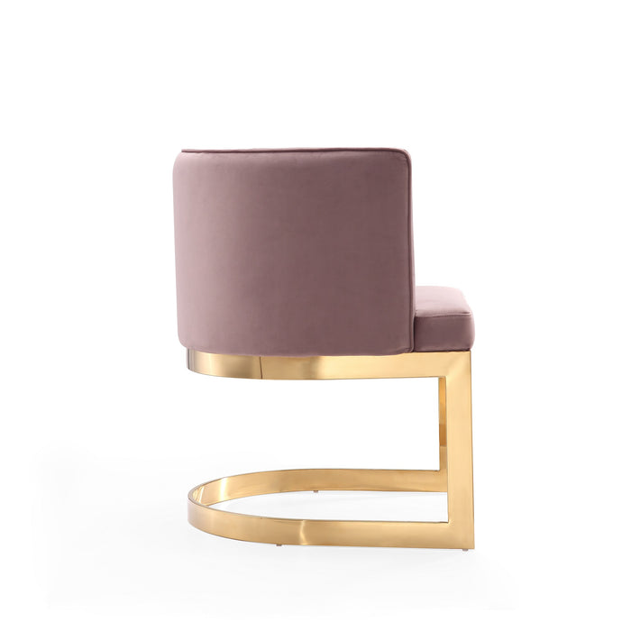 Manhattan Comfort Aura Velvet Dining Chair - Blush & Polished Brass