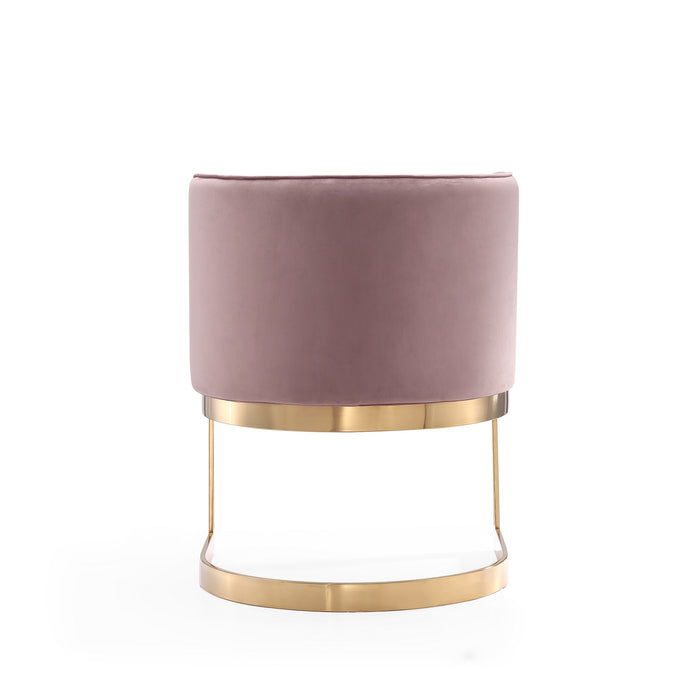 Manhattan Comfort Aura Velvet Dining Chair - Blush & Polished Brass