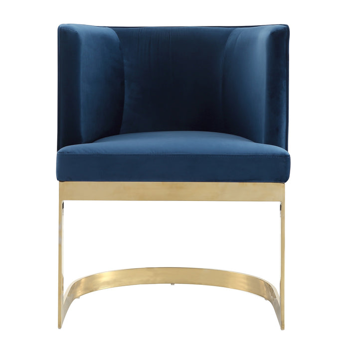 Manhattan Comfort Aura Velvet Dining Chair - Royal Blue & Polished Brass