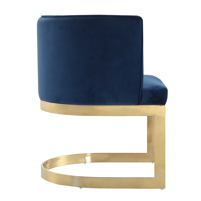 Manhattan Comfort Aura Velvet Dining Chair - Royal Blue & Polished Brass