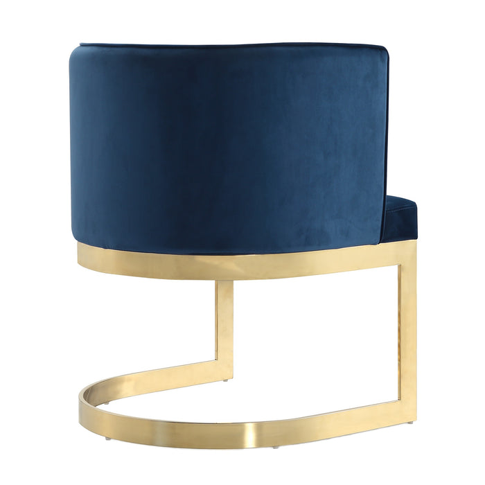Manhattan Comfort Aura Velvet Dining Chair - Royal Blue & Polished Brass