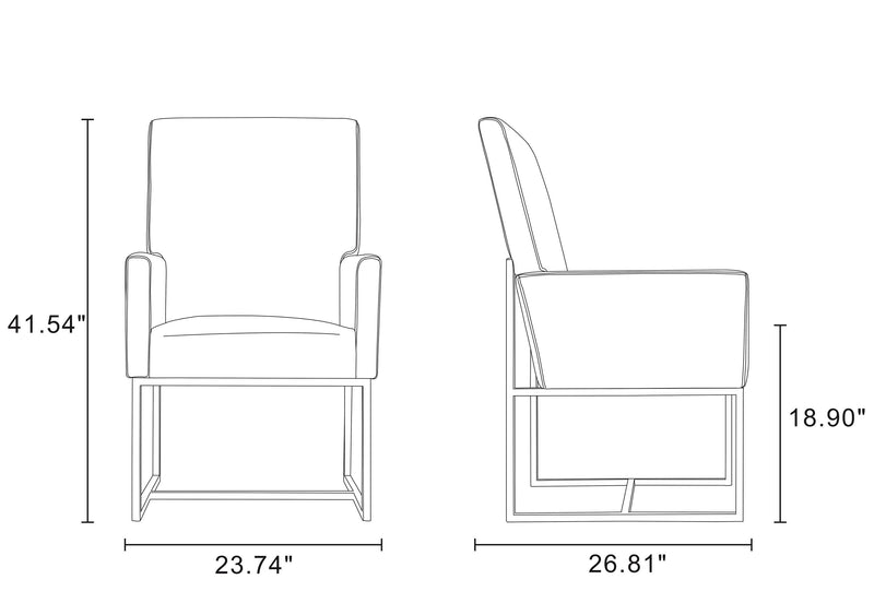 Manhattan Comfort Element Velvet Armless Dining Chair - Champagne