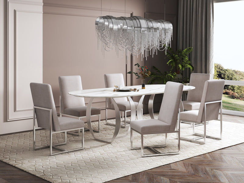 Manhattan Comfort Element Velvet Armless Dining Chair - Grey