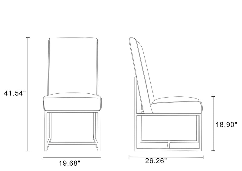 Manhattan Comfort Element Velvet Armless Dining Chair - Grey