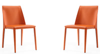 Manhattan Comfort Set of 2 Paris Coral Saddle Leather Dining Chairs - Coral