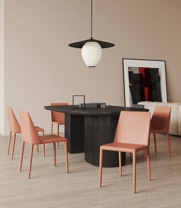 Manhattan Comfort Set of 2 Paris Saddle Leather Dining Chairs - Clay