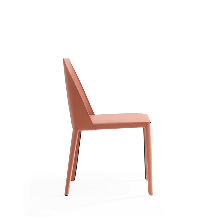 Manhattan Comfort Set of 2 Paris Saddle Leather Dining Chairs - Clay