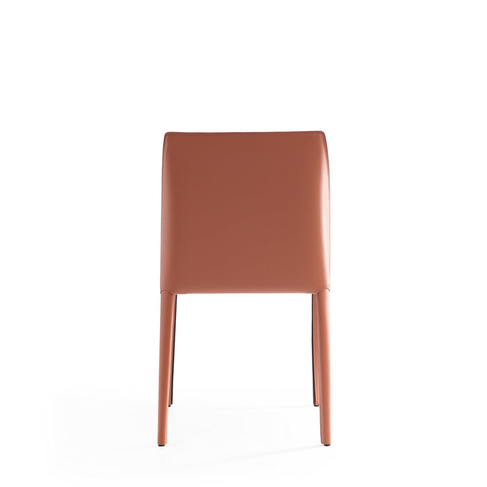 Manhattan Comfort Set of 2 Paris Saddle Leather Dining Chairs - Clay