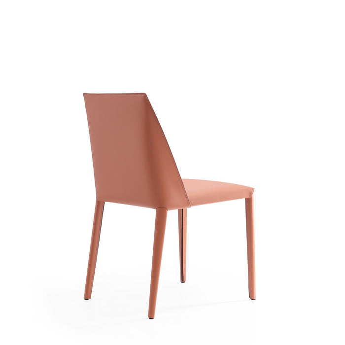 Manhattan Comfort Set of 2 Paris Saddle Leather Dining Chairs - Clay