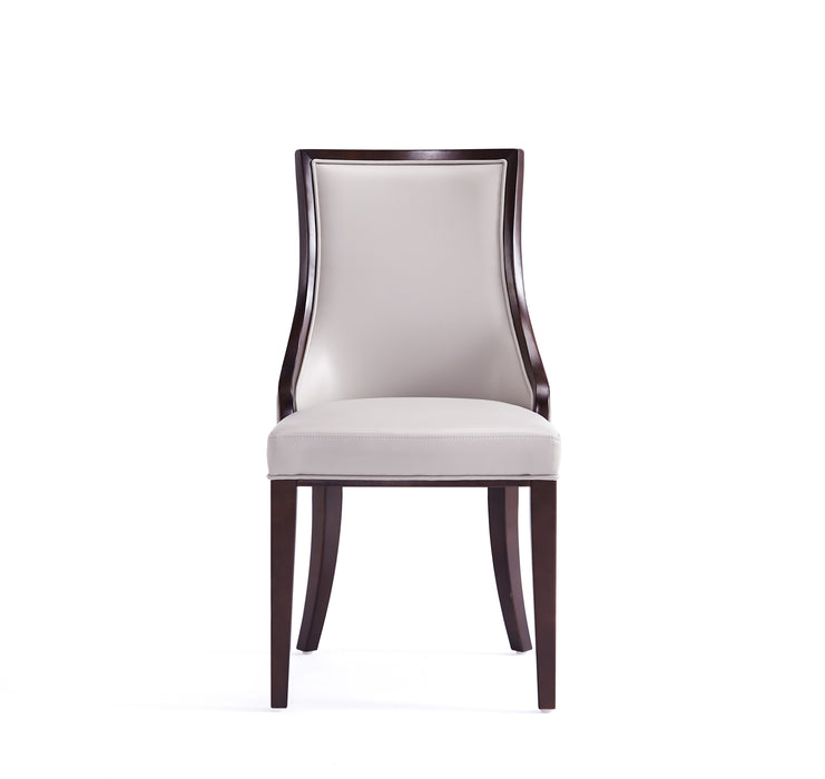 Manhattan Comfort Set of 2 Grand Faux Leather Dining Chairs - Light Grey