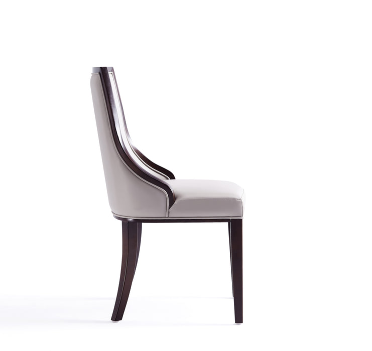 Manhattan Comfort Set of 2 Grand Faux Leather Dining Chairs - Light Grey