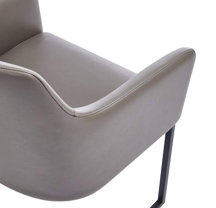 Manhattan Comfort Modern Serena Dining Armchair Upholstered Leatherette with Steel Legs - Grey