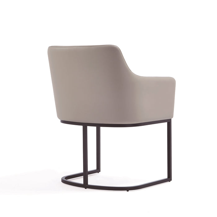 Manhattan Comfort Modern Serena Dining Armchair Upholstered Leatherette with Steel Legs - Light Grey