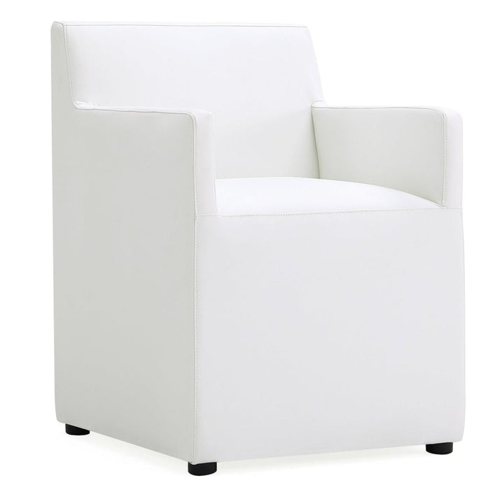 Manhattan Comfort Anna Modern Square Faux Leather Armless Dining Chair - Cream